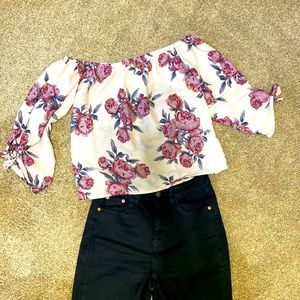 Floral off the shoulder top.